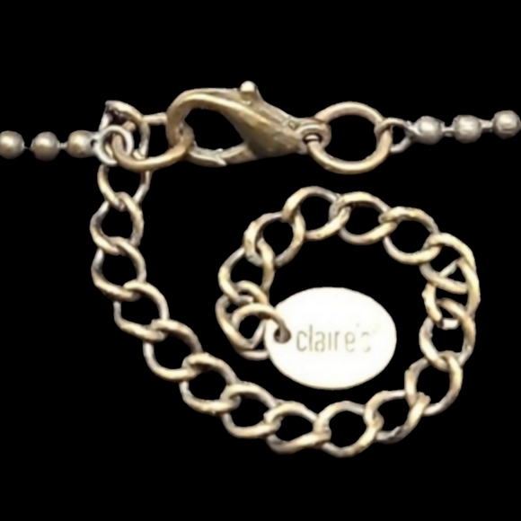 CLAIRE'S PEACOCK FEATHER BOHO NECKLACE-BRASS TONE 26" BEAD CHAIN - Picture 5 of 6